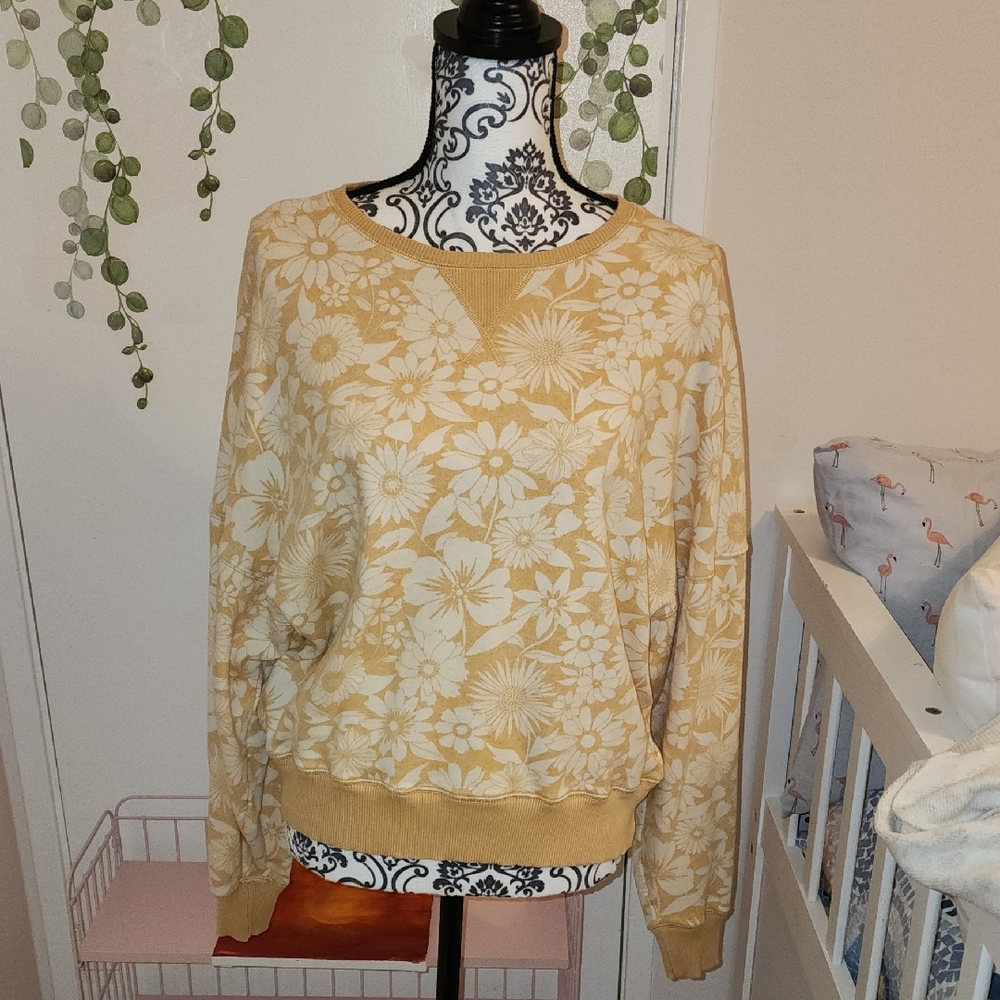 Floral Patterned Cream Sweatersz L